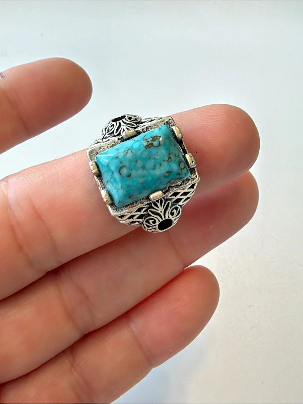 Turquoise Filigree Ring in Blue & Silver